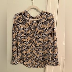 Zebra button down J.Crew blouse!